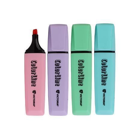 Zvýrazňovač ColorLine, 4 pastelové barvy, 1-5 mm, VICTORIA OFFICE Zvýrazňovač ColorLine, 4 pastelové barvy, 1-5 mm, VICTORIA OFFICE