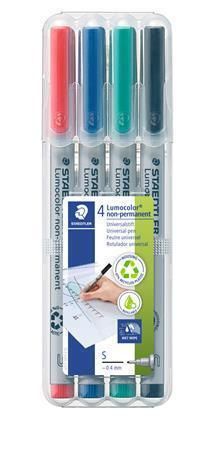 Ne-permanentní popisovač Lumocolor 311 S, 4 různé barvy, sada, OHP, 0,4 mm, STAEDTLER 311 WP4