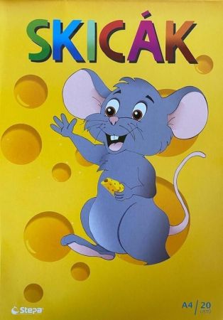 Skicák, kreslicí karton A4, 20 listů, 180g/m2, bílá, STEPA ,balení 20 ks