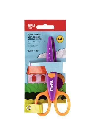 Nůžky kreativní Curved, fialová-oranžová, obloučky, 13,5 cm, APLI 19998 Nůžky kreativní Curved, fialová-oranžová, obloučky, 13,5 cm, APLI 19998