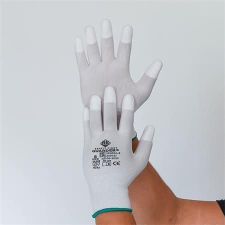 Montážní ESD rukavice, šedo-bílá, pletené, XL, z karbon-polyesteru, PU prsty, 12 párů, SF0026-10 ,balení 12 ks