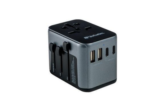 Cestovní adaptér UTA-03, univerzální, USB-A (QC 3.0) / USB-C (PD30W) 2x USB, VERBATIM 49545