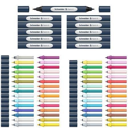 Sada dvojitých popisovačů Paint-It 040 Set Complete, 30 různých barev, 72 ks, SCHNEIDER ML04010901
