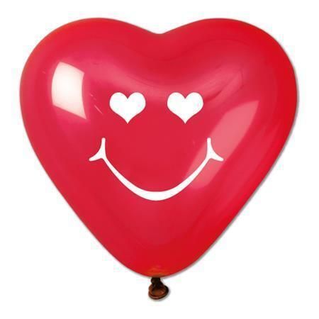 Balónek, tvar srdce, smajlík, 40 cm ,balení 10 ks