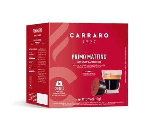 Kávové kapsle Primo Mattino, kompatibilní s Dolce Gusto, 16 ks, CARRARO CAR100 ,balení 16 ks Kávové kapsle Primo Mattino, kompatibilní s Dolce Gusto, 16 ks, CARRARO CAR100 ,balení 16 ks