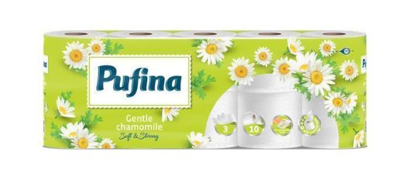 Toaletní papír Chamomile, 3-vrstvý, 10 rolí, PUFINA PP20845 ,balení 10 ks