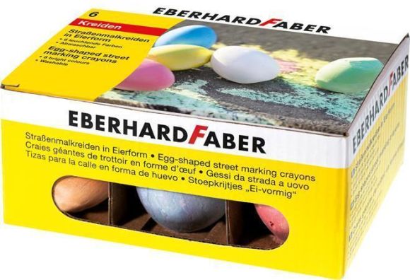Křídy na chodník, 6 barev, 6 ks, ve tvaru vajíčka, EBERHARD FABER 526510 Křídy na chodník, 6 barev, 6 ks, ve tvaru vajíčka, EBERHARD FABER 526510