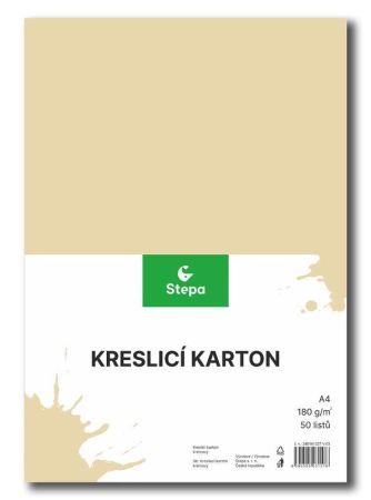 Kreslicí karton barevný A4/50/180g - krémová, STEPA ,balení 50 ks