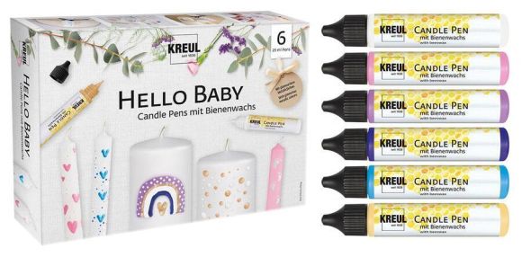 Sada CANDLE PEN HELLO BABY voskové pero pro malování svíček 6ks - sada, KREUL ,balení 6 ks