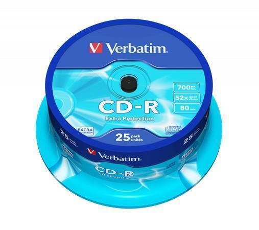 CD-R 700MB, 80min., 52x, DL Extra Protection, Verbatim, 25-cake ,balení 25 ks
