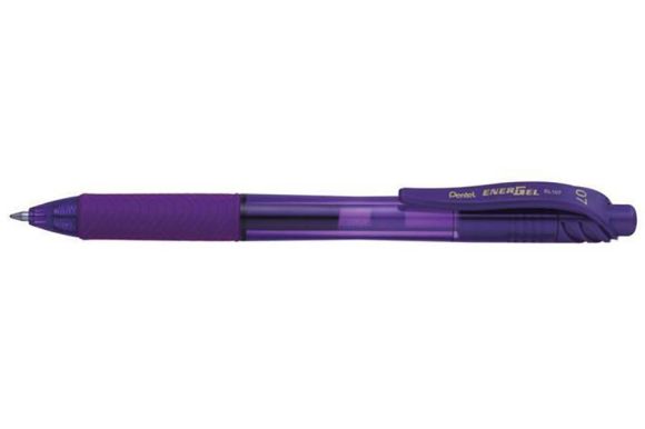 Gelové pero EnerGelX BL107, fialová, 0,35 mm, stiskací mechanismus, PENTEL BL107-VX