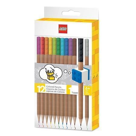 Pastelky, 12 různých barev, sada s LEGO klipem, LEGO 52064