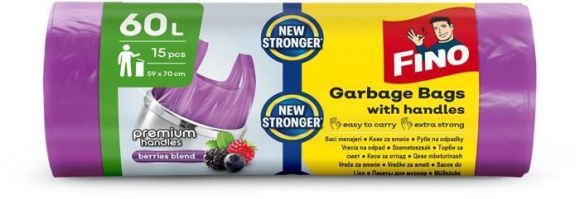 Pytle na odpadky Premium handles Aromatic, fialová, s vůní lesních plodů, 60 l, 15 ks,FINO ,balení 15 ks