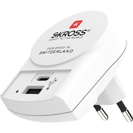 Nabíjecí adaptér, bílá, 1x USB-A / 1x USB-C, SKROSS 1.302423 Nabíjecí adaptér, bílá, 1x USB-A / 1x USB-C, SKROSS 1.302423