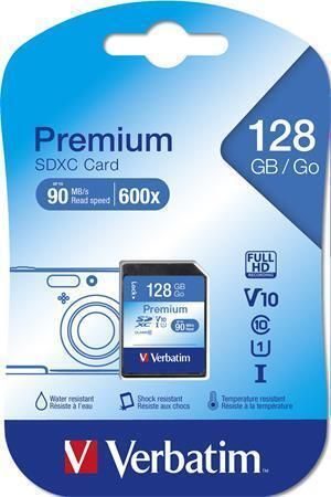 Paměťová karta Premium, SDXC, 128GB, CL10/U1, 45/10 MB/s, VERBATIM