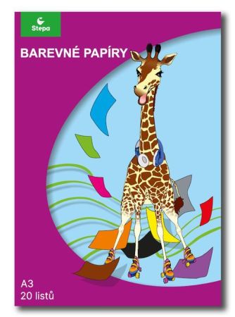 Barevný papír A3/20/80g, 20listů, STEPA ,balení 20 ks