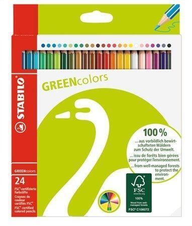 Barevné pastelky GreenColours, 24ks, šestihranné, STABILO