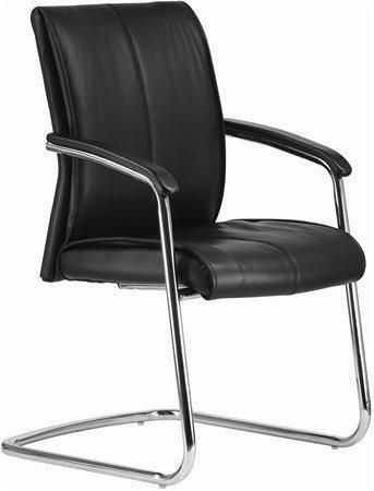 Jednací židle Chicago 600 V, černá, kůže, chromovaný kříž,