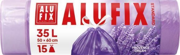 Pytle na odpadky s vůní levandule, zatahovací, 35 l, 15 ks, HDPE, ALUFIX MSZH3515VIOLA ,balení 15 ks