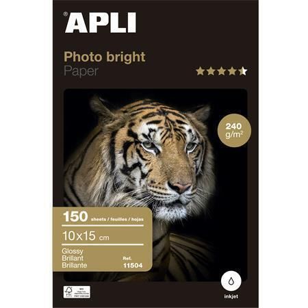 Fotografický papír Photo Bright, do inkoustové tiskárny, lesklý, 10 x 15 cm, 240 g, 150 listů, APL ,balení 150 ks