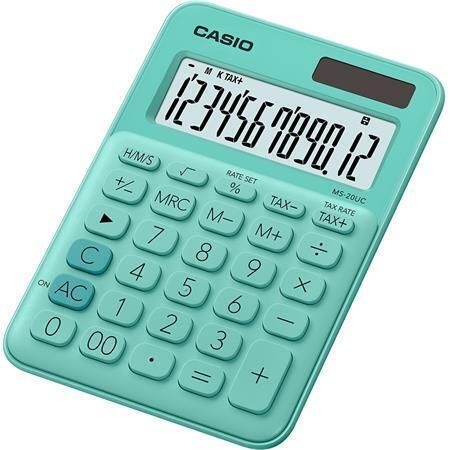 Kalkulačka MS 20 UC, zelená, stolní, 12 místný displej, CASIO