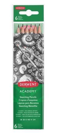 Grafitové tužky Academy, 6 tvrdostí, šestihranná, DERWENT 2300086