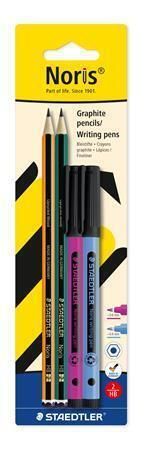 Grafitová tužka Noris colour edition set, 2 ks+fialový a modrý fix, HB, sada, STAEDTLER 61 BK4-1