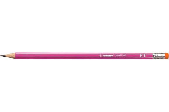 Grafitová tužka s gumou Pencil 160, růžová, HB, šestihranná, STABILO