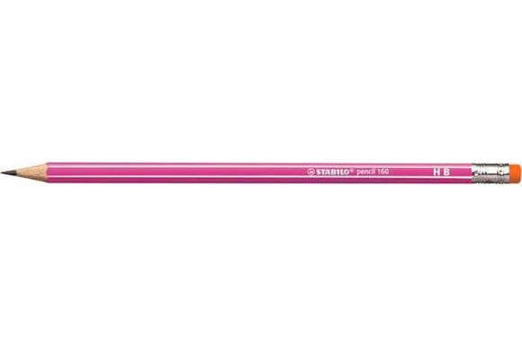 Grafitová tužka s gumou Pencil 160, růžová, HB, šestihranná, STABILO