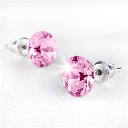 Náušnice SWAROVSKI® Crystals, světle růžová, 8 mm, ART CRYSTELA