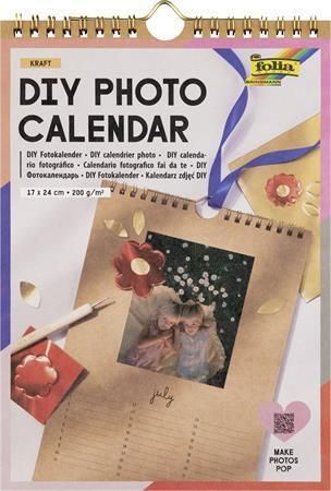 Fotokalendář DIY, kraftový papír, nástěnný, kreativní, 17 x 24 cm, 200 g, 13 listů, FOLIA 23189