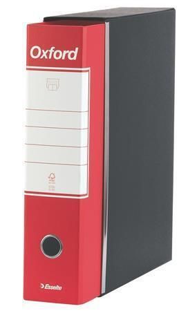Pákový pořadač s krabicí Oxford, červená, 80 mm, A4, karton, ESSELTE