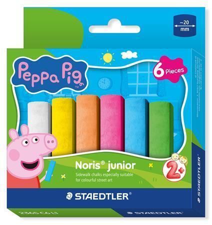 Křídy na chodníky Noris Junior 2365, 6 barev, jumbo, edice Peppa Pig, STAEDTLER 2365 C6 L1