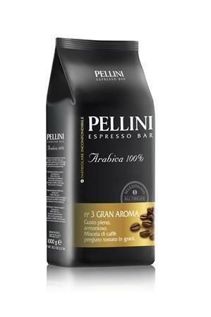 Káva Gran Aroma, pražená, zrna, vakuově balená, 1000 g, PELLINI