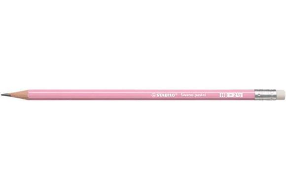 Grafitová tužka s gumou Swano Pastel, růžová, HB, šestihranná, STABILO