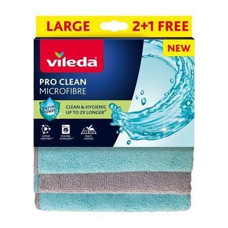 Hadřík Pro Clean, s mikrovlákny, 2+1 ks, VILEDA ,balení 3 ks Hadřík Pro Clean, s mikrovlákny, 2+1 ks, VILEDA ,balení 3 ks