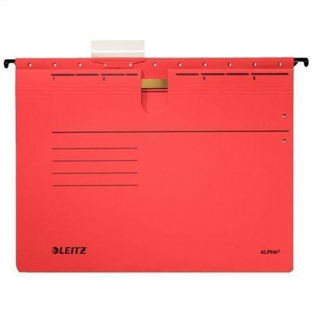 Závěsné desky ALPHA® s rychlovazačem, červená, A4, karton, LEITZ ,balení 25 ks