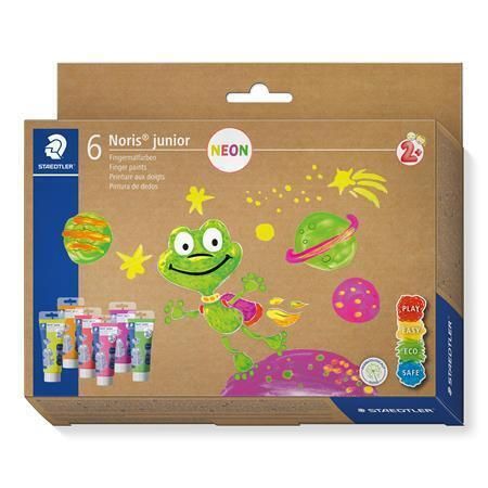 Prstové barvy Noris Junior 881, 6 neonových barev, STAEDTLER 8816F C6