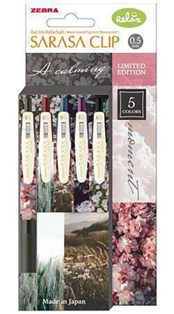Gelové pero Sarasa Clip Calming Moment, 5 různých barev, 0,33 mm, stiskací mechanismus, ZEBRA 8231