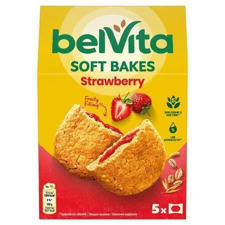 Sušenky SOFT BAKES, s jahodovou náplní, 5x 50 g, BELVITA 4057443 Sušenky SOFT BAKES, s jahodovou náplní, 5x 50 g, BELVITA 4057443