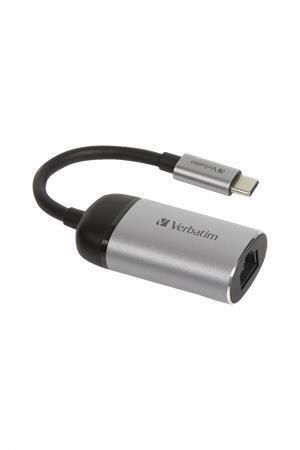 Adaptér, hliník-černá, USB-C/Gigabit Ethernet, VERBATIM 49146