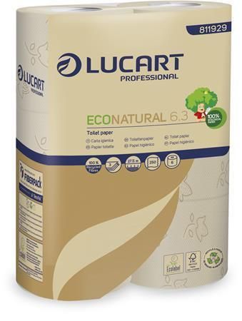 Toaletní papír EcoNatural 6.3, hnědá, 3-vrstvý, 27,5 m, LUCART ,balení 6 ks