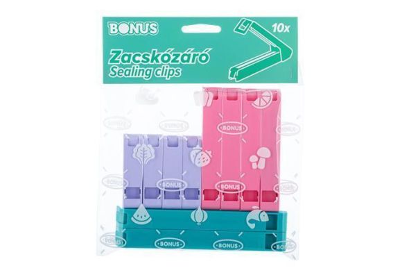 Klipy na uzavírání sáčků, mix barev, 10 ks, BONUS B314 ,balení 10 ks Klipy na uzavírání sáčků, mix barev, 10 ks, BONUS B314 ,balení 10 ks