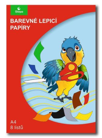 Barevný lepicí papír - A4 (8 listů), STEPA ,balení 8 ks
