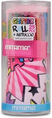 Penál plný Glitter Roll, rolovací, růžová, MITAMA 62908-90156 Penál plný Glitter Roll, rolovací, růžová, MITAMA 62908-90156