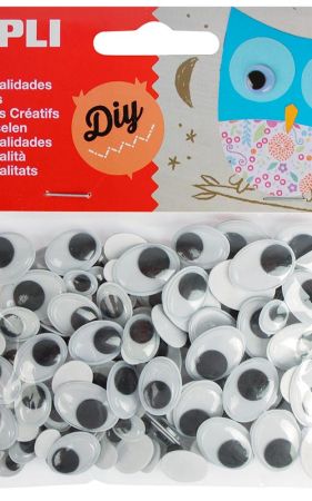Samolepicí očička APLI oválná / černá / 100ks