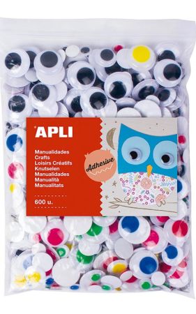 Samolepicí pohyblivé oči APLI Jumbo mix velikostí / 600 ks