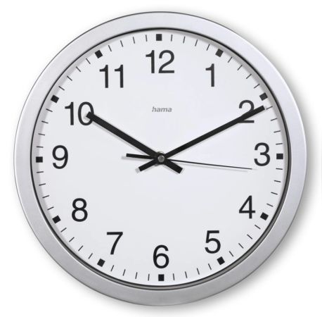 Nástěnné hodiny Hama Mallorca stříbrné / bílé prům. 30 cm