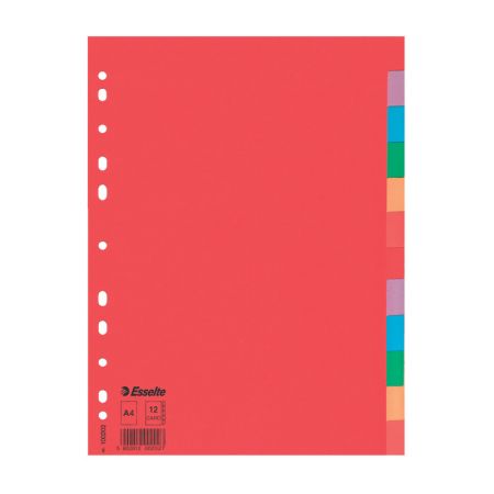 Rozdružovač A4 kartonový Esselte - barevný / 12 listů Rozdružovač A4 kartonový Esselte - barevný / 12 listů