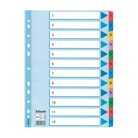 Rozdružovač A4 kartonový Esselte Mylar - barevný / 1 - 12